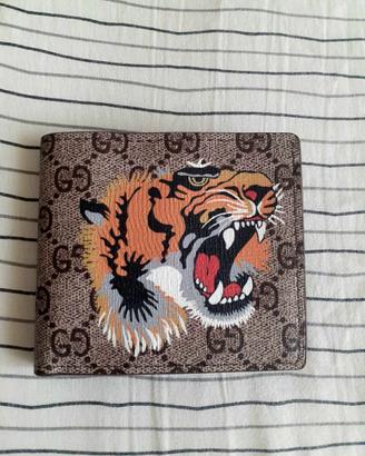 PORTAFOGLIO IN TESSUTO GG SUPREME CON STAMPA TIGRE