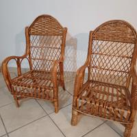Coppia poltroncine in vimini / rattan vintage