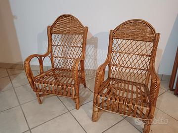 Coppia poltroncine in vimini / rattan vintage