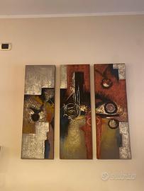 Trittico di quadri materici dipinti a mano