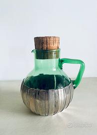 Oliera a caraffa in vetro soffiato e argento  800