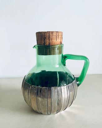 Oliera a caraffa in vetro soffiato e argento  800