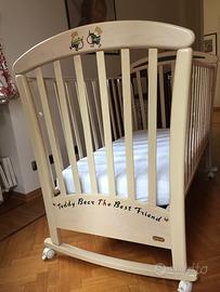 Lettino culla Erbesi in legno bianco anticato