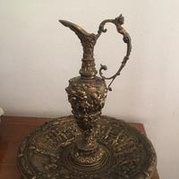 Antico Piatto con Brocca in Bronzo