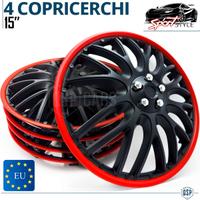 Copricerchi da 15 Coppette Sportive Nere Rosso