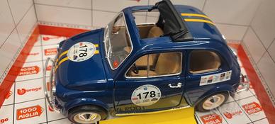 Fiat 500 mille miglia burago 1/16 rara!