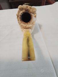 Pipa figurale bianca scolpita “testa uomo”, usata 