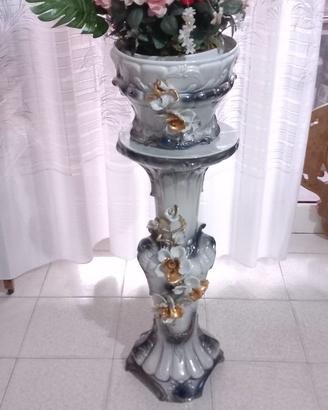 Colonna con vaso ceramica decorata