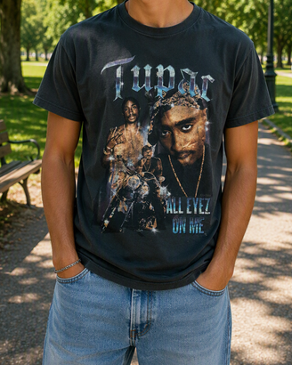 Tupac - T-shirt Vintage Oversize Taglia L