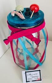 #idearegalo barattolo di vetro decorato a mano