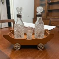 Set Porta Olio e Aceto con Carrello e 2 bicchieri
