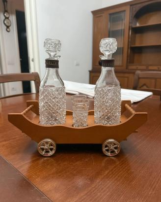 Set Porta Olio e Aceto con Carrello e 2 bicchieri