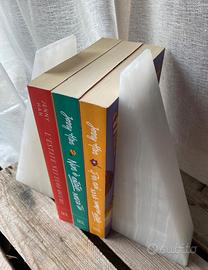 Eleganti reggilibri in onice bianco - Coppia nuova