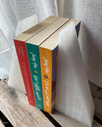 Eleganti reggilibri in onice bianco - Coppia nuova