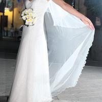 Abito sposa sartoriale con velo, tessuto francese
