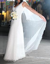 Abito sposa sartoriale con velo, tessuto francese