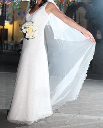 Abito sposa sartoriale con velo, tessuto francese