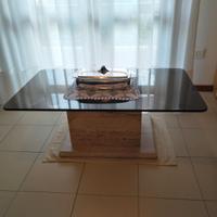 TAVOLINO DA FUMO CRISTALLO/TRAVERTINO