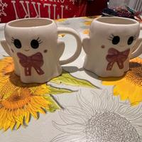 2 Tazze Ceramica Fantasma Rosa Bianco