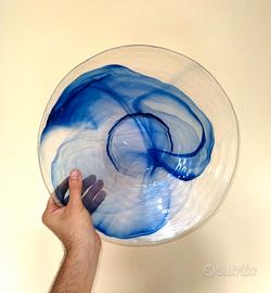 piatto vetro effetto acquarello blu cobalto