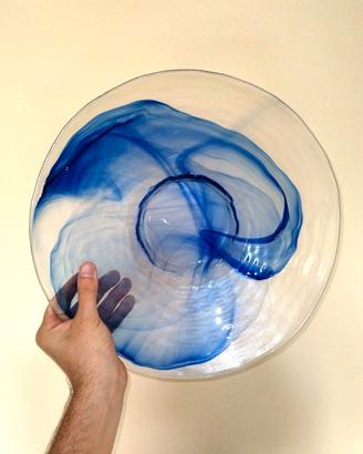 piatto vetro effetto acquarello blu cobalto