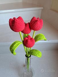 4 tulipani rossi uncinetto 