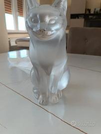 Scultura Lalique Crystal Chat Assis - gatto  sedut