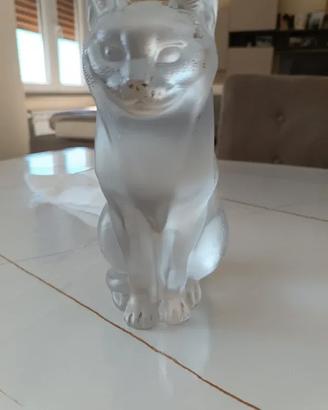 Scultura Lalique Crystal Chat Assis - gatto  sedut