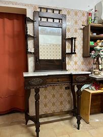Consolle/Toeletta vintage con marmo e specchio