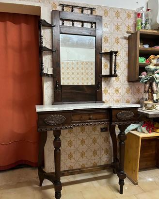 Consolle/Toeletta vintage con marmo e specchio