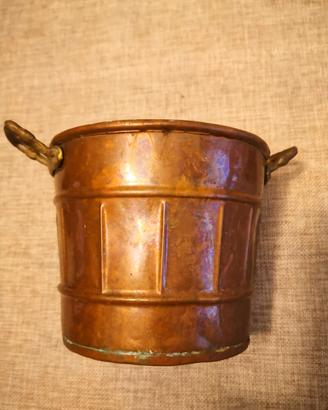 Secchiello vintage in rame e ottone h 12 cm