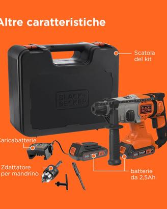 BLACK+DECKER Trapano a percussione SDS a batteria