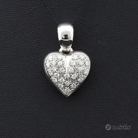 CIONDOLO CUORE ORO BIANCO 18 KT DIAMANTI 0.26 CT
