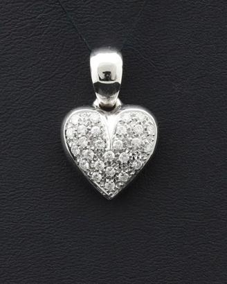 CIONDOLO CUORE ORO BIANCO 18 KT DIAMANTI 0.26 CT