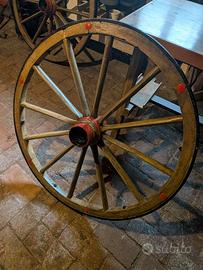 2 ruote in legno da  100cm, vintage arredo rustico