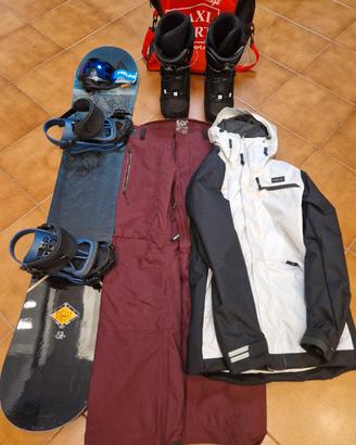 Set snowboard Tavola , attacchi , scarponi + altro