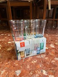 Set 6 bicchieri colorati in vetro 310ml - NUOVI