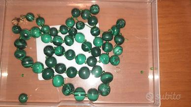 50 perle malachite vintage per collana bracciale
