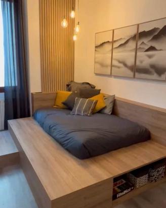 Letto singolo su misura realizzato da falegname co