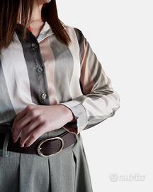 Camicia righe satin verde