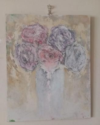 pittura olio - Roses souffertes pour Émilie