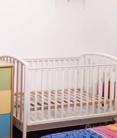 Culla Bianca neonato + materasso come nuovo memory