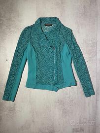 Giacca Chiodo Tru Trussardi in Pizzo Verde Acqua