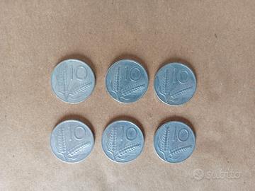 Lotto di 6 monete 10 Lire 1951 "Spiga/Aratro"