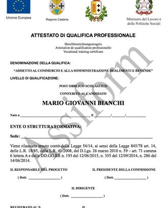 Attestato rec ex sab