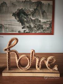 Scritta decorativa luminosa "Home" in legno e cord