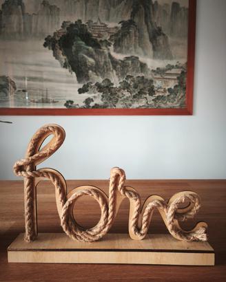 Scritta decorativa luminosa "Home" in legno e cord
