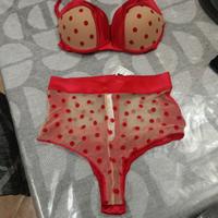 completo intimo Tezenis rosso a pois 