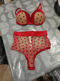 completo intimo Tezenis rosso a pois 