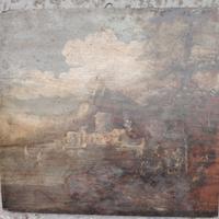 Antico dipinto a olio su tavola